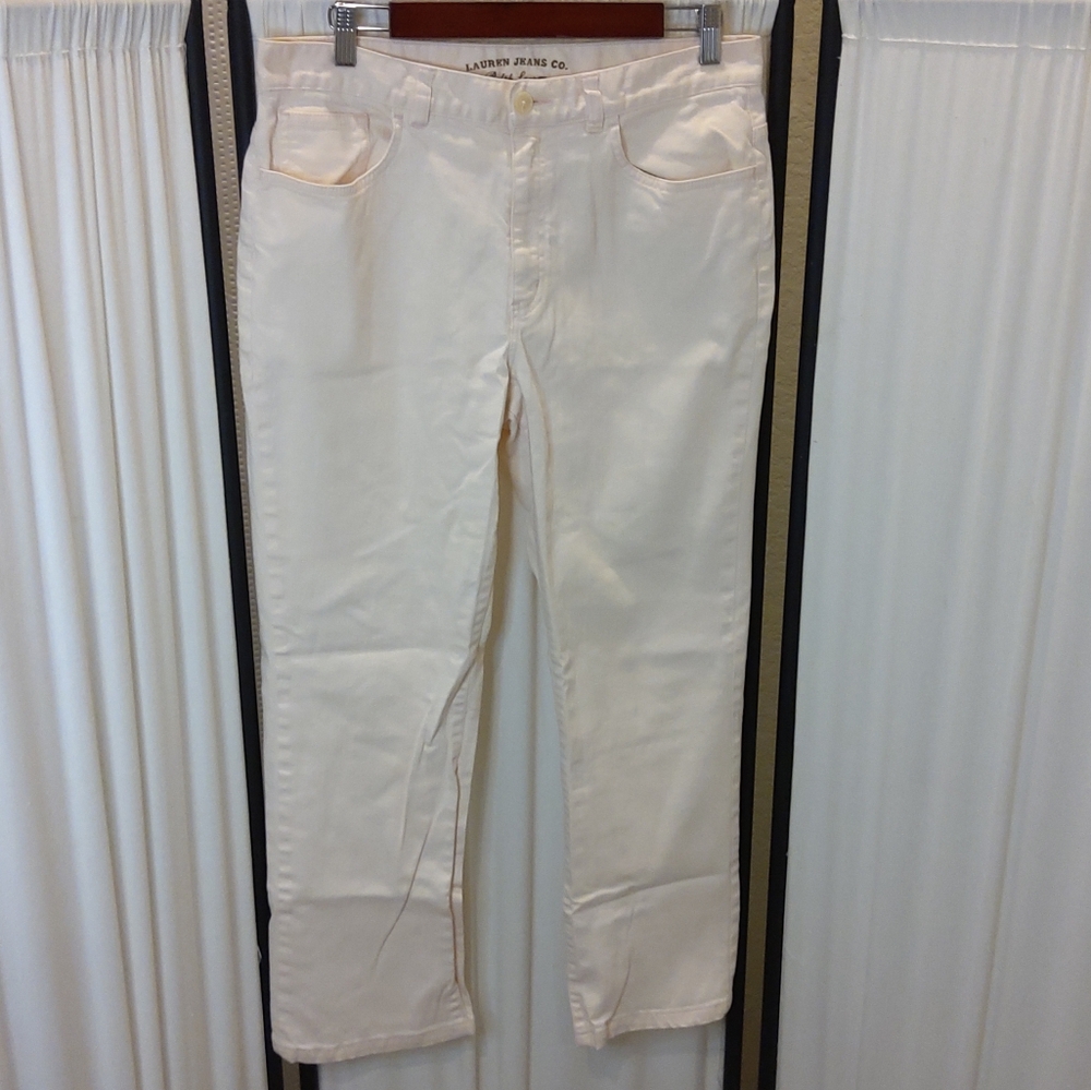 Lauren Jeans Co Ralph Lauren, 5 Pocket Jeans, Women's Size 12, Cream/Light Pink